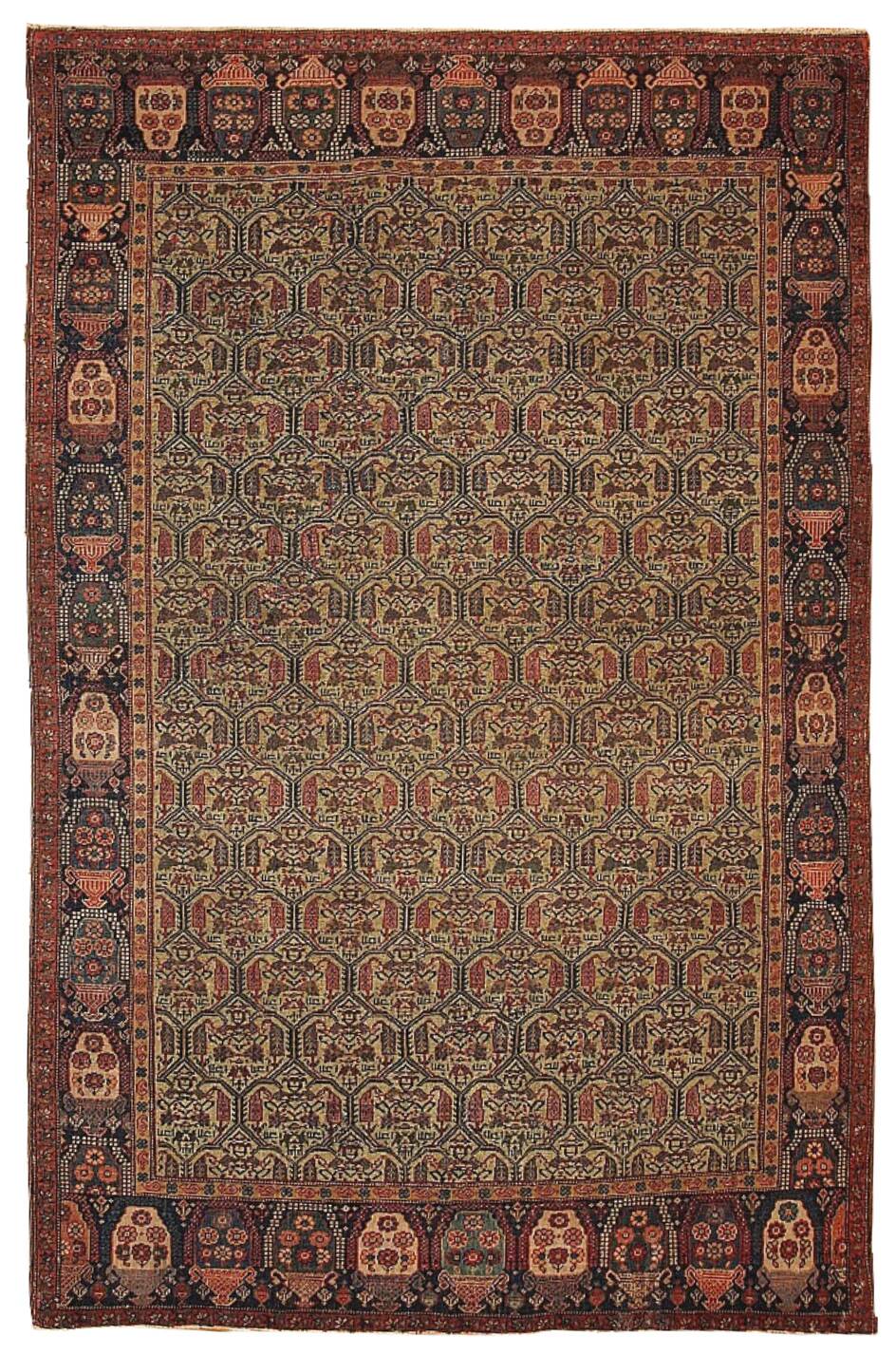 Handmade antique Persian Farahan rug 131cm x 195cm 1860s