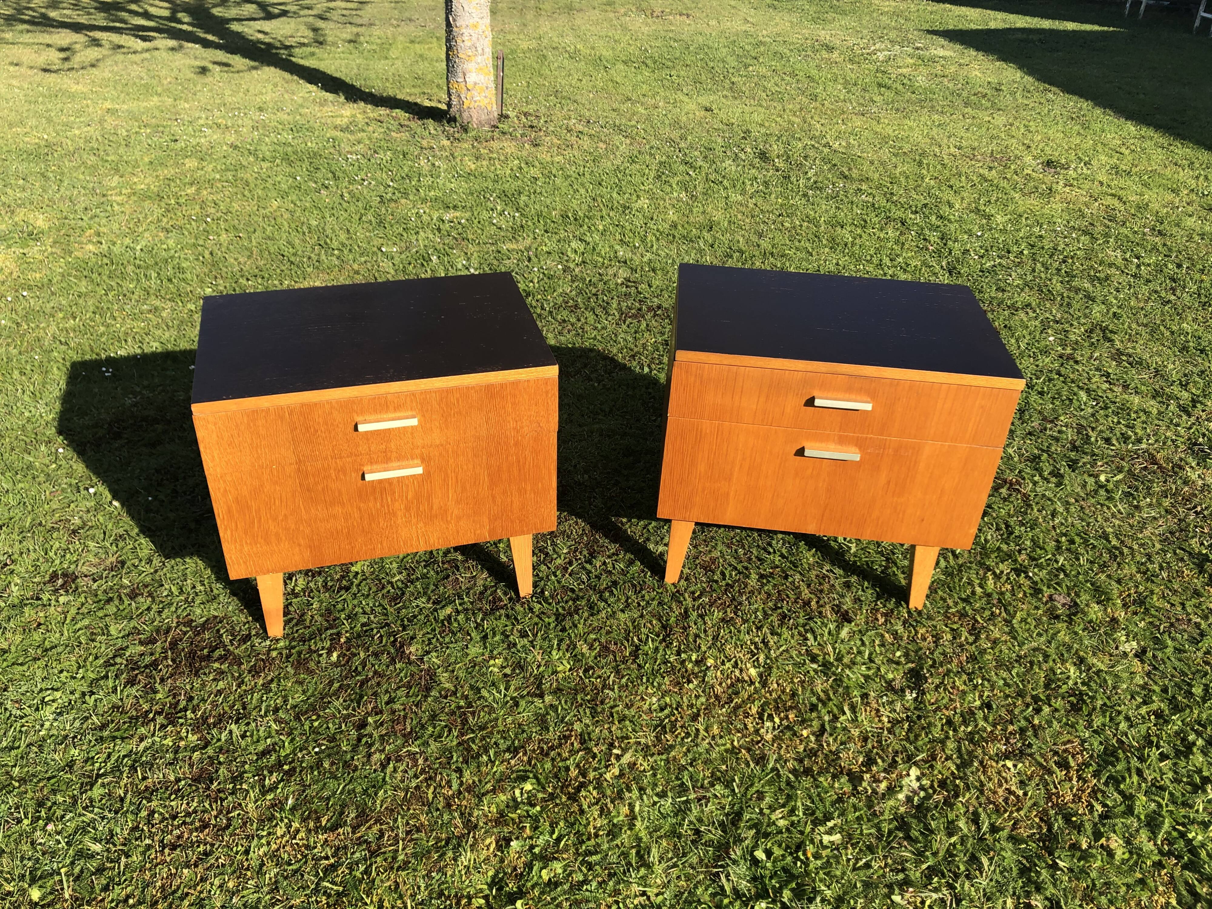 Vintage 1960s blond wood bedsides