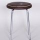 Small Bauhaus Round Leather & Chrome Stool by Robert Sezák, 1940s