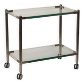 Vintage service trolley in glass and chrome metal, Italy, 1980s.