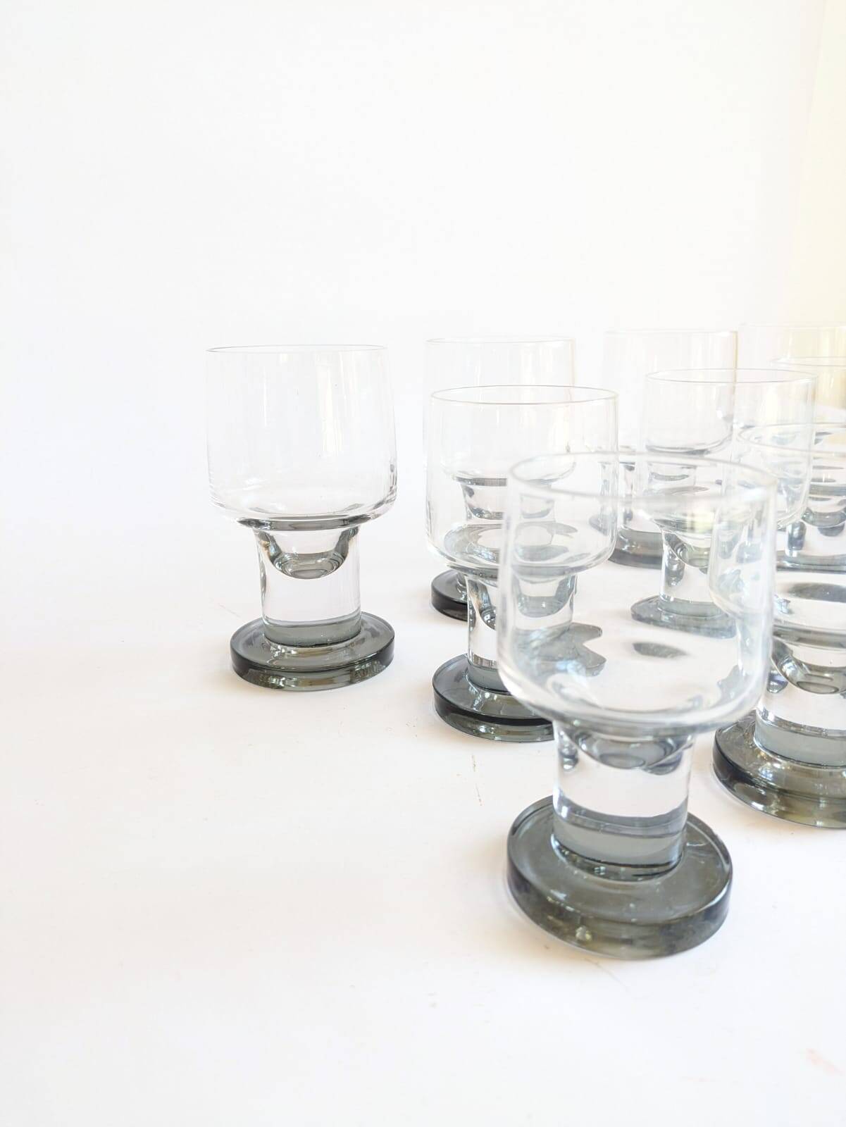 Space age Crystal drinking glasses in three sizes by Bayel, France 1970s