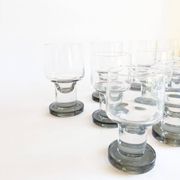 Space age Crystal drinking glasses in three sizes by Bayel, France 1970s