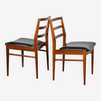 Pair of Dining Chairs made of teak and black leatherette, Tom Robertson for Mcintosh