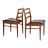 Pair of Dining Chairs made of teak and black leatherette, Tom Robertson for Mcintosh