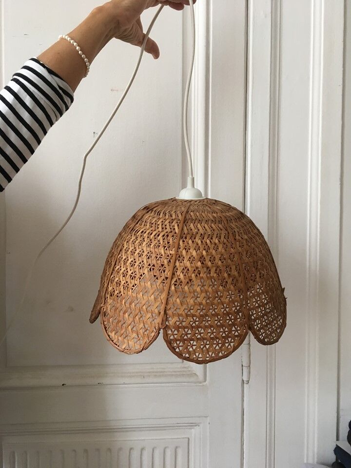 Vintage rafia hanging lamp
