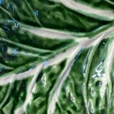 Cabbage leaf serving dish in majolica