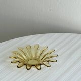 Vide poche en verre soufflé translucide jaune, cendrier.