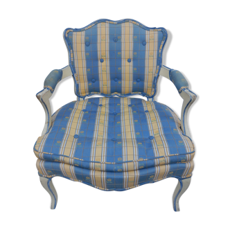 Convertible armchair style Louis XV blue and yellow