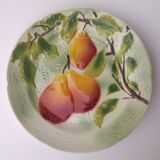 Old dessert plate in barbotine, St Clément factory