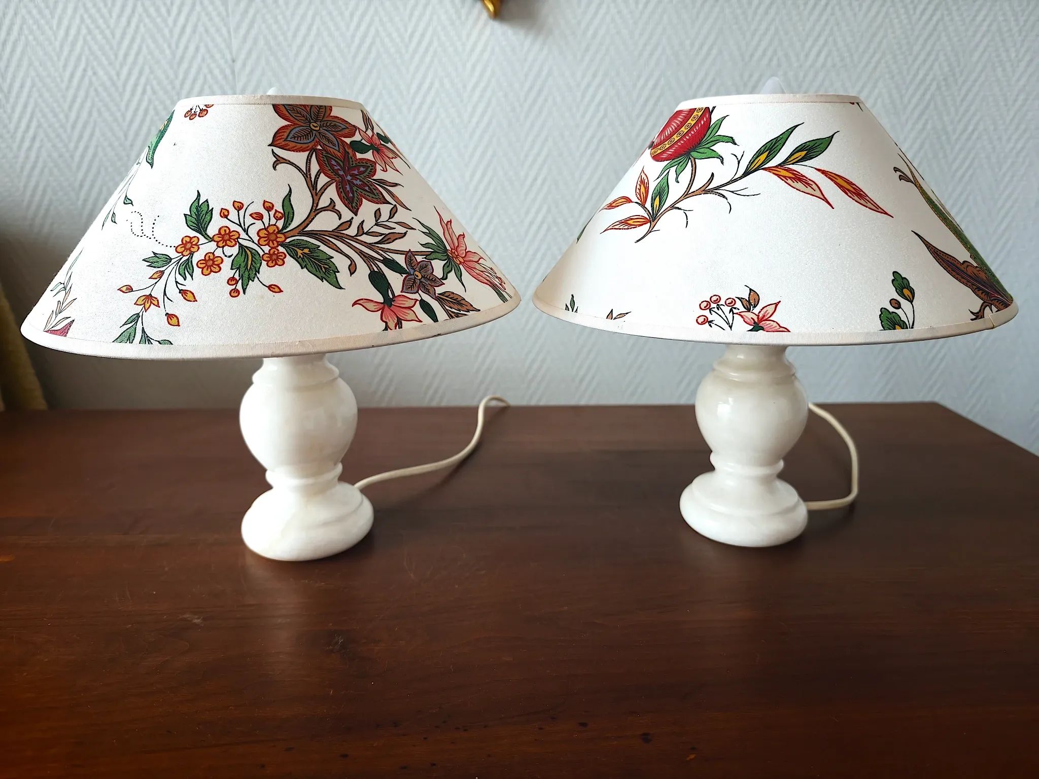 Pair of vintage alabaster lamps