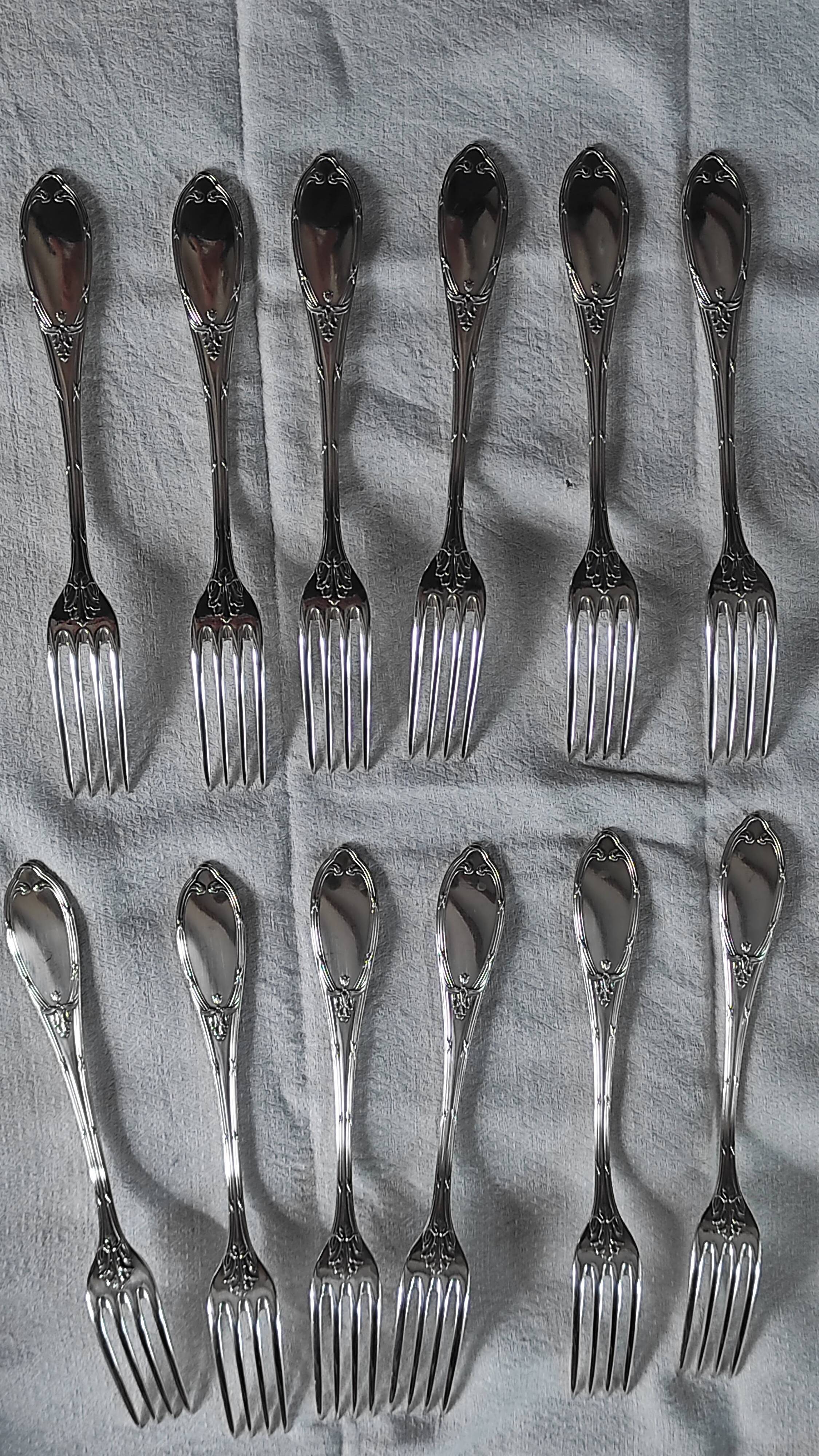 12 silver-plated metal forks by Félix Frères