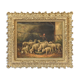 Huile sur toile Bergère et ses moutons