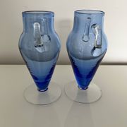 Pair of glacier blue glass vases