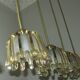 Set of 5 Doria  pendant lights in brass and amber-coloured glass, 1960s
