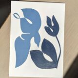 Bird and flower (greyblue and darkblue) — peinture originale en édition limitée par Deleine