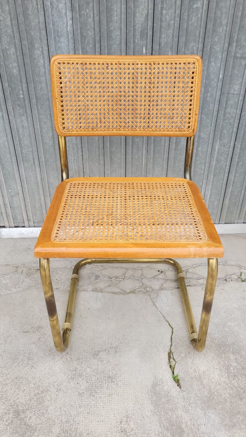 Marcel Breuer chair in cane model B32 vintage gold color