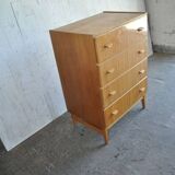 Brown Scandinavian chest of drawers in plywood, 4 drawers, Mid-Century style (1960s)