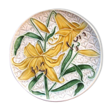 Small plate with yellow lilies, signed VBS Schramberg