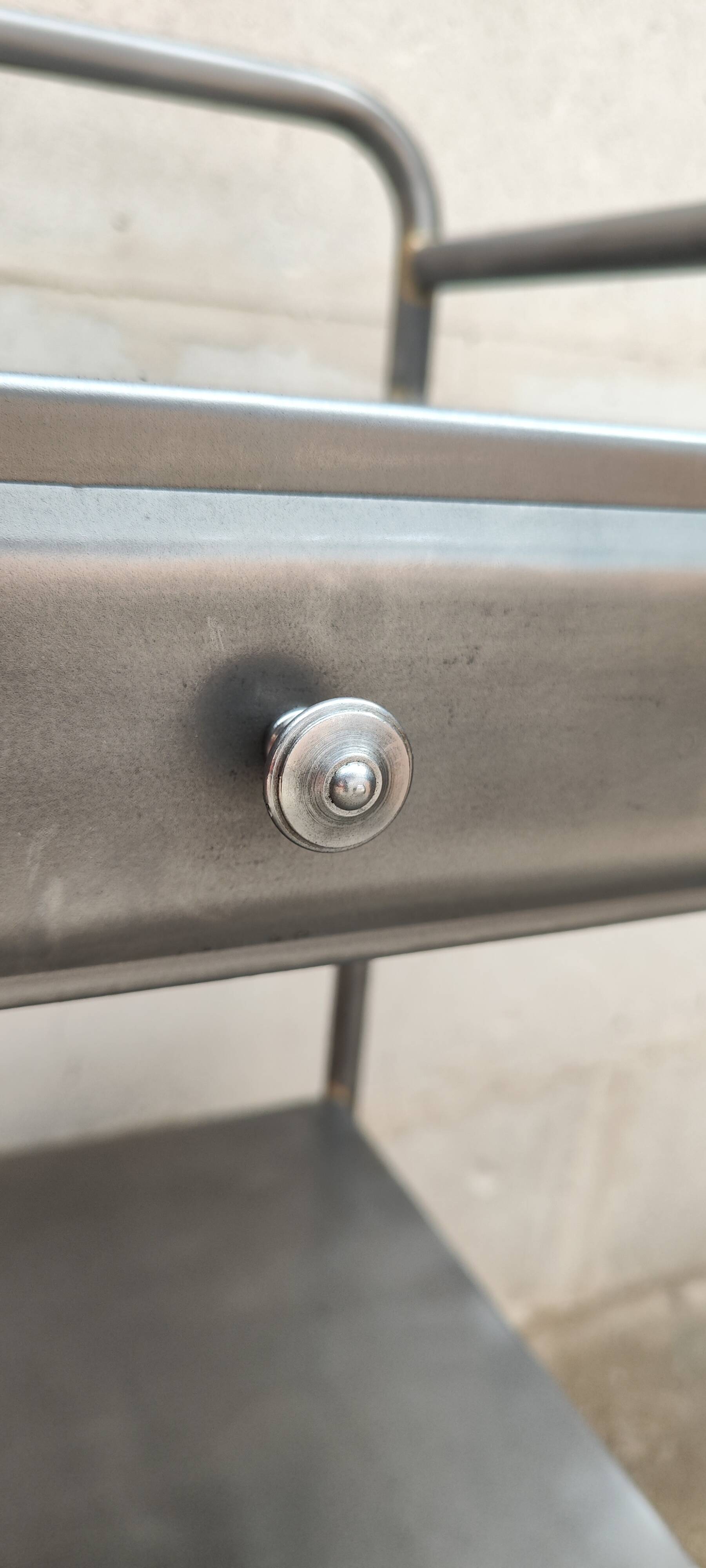 old metal medical bedside table circa 1930/40