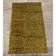Hand-Knotted Checkered Tulu Rug. 100% Wool. Brown & Mustard Yellow Carpet. Custom Options Available
