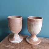 Verres à pied tasses mazagrans en grès de Puisaye