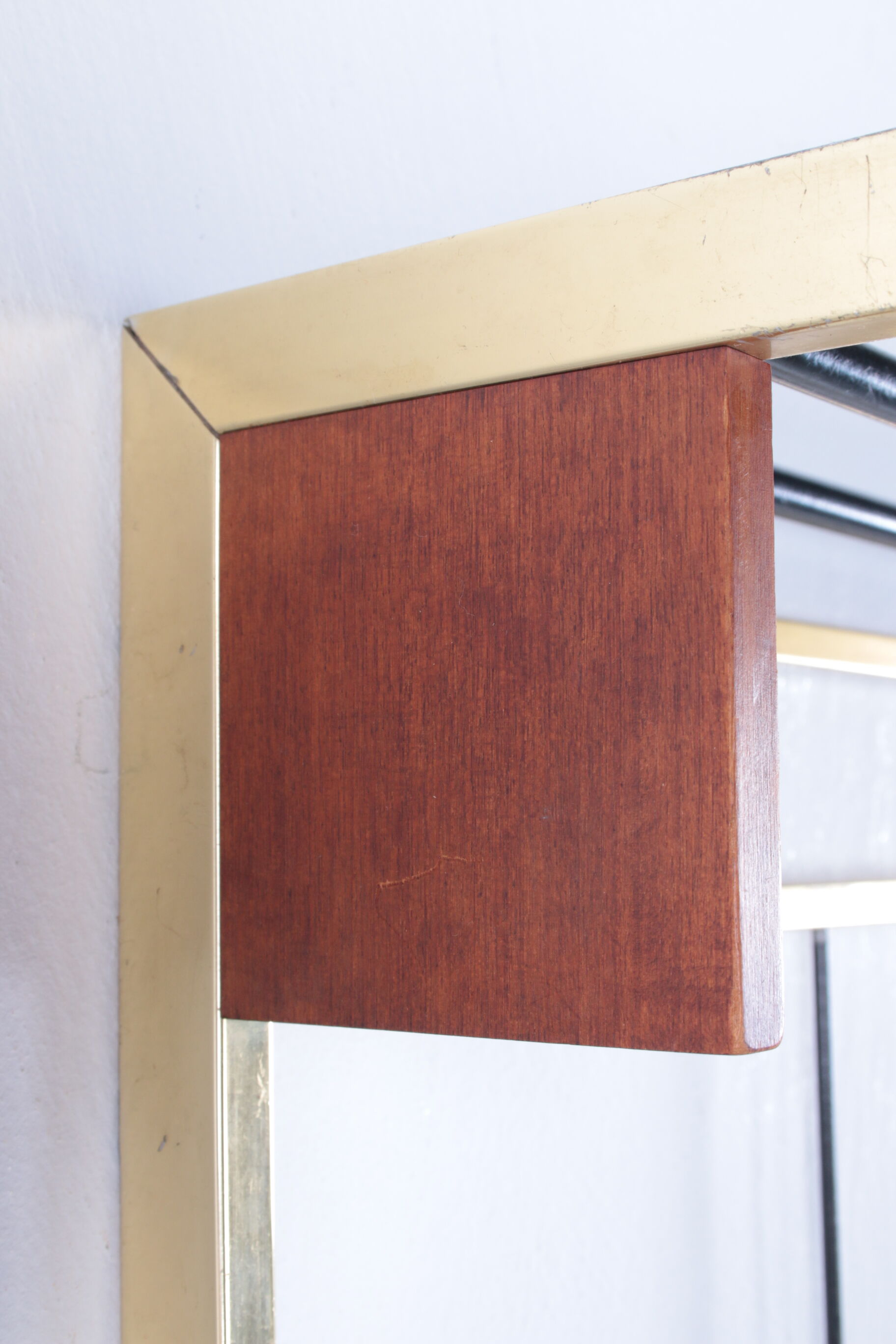 Vintage Brass Wall Coat Rack with Hat Shelf, 1960s