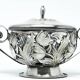 Sugar bowl, postmodernism, silver-plated brass, HEFRA, Poland, 1970s