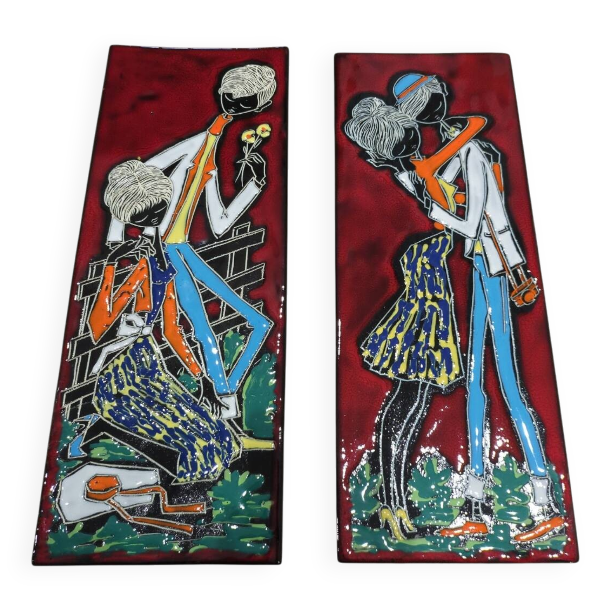 Set of 2 vintage wall decoration ceramics