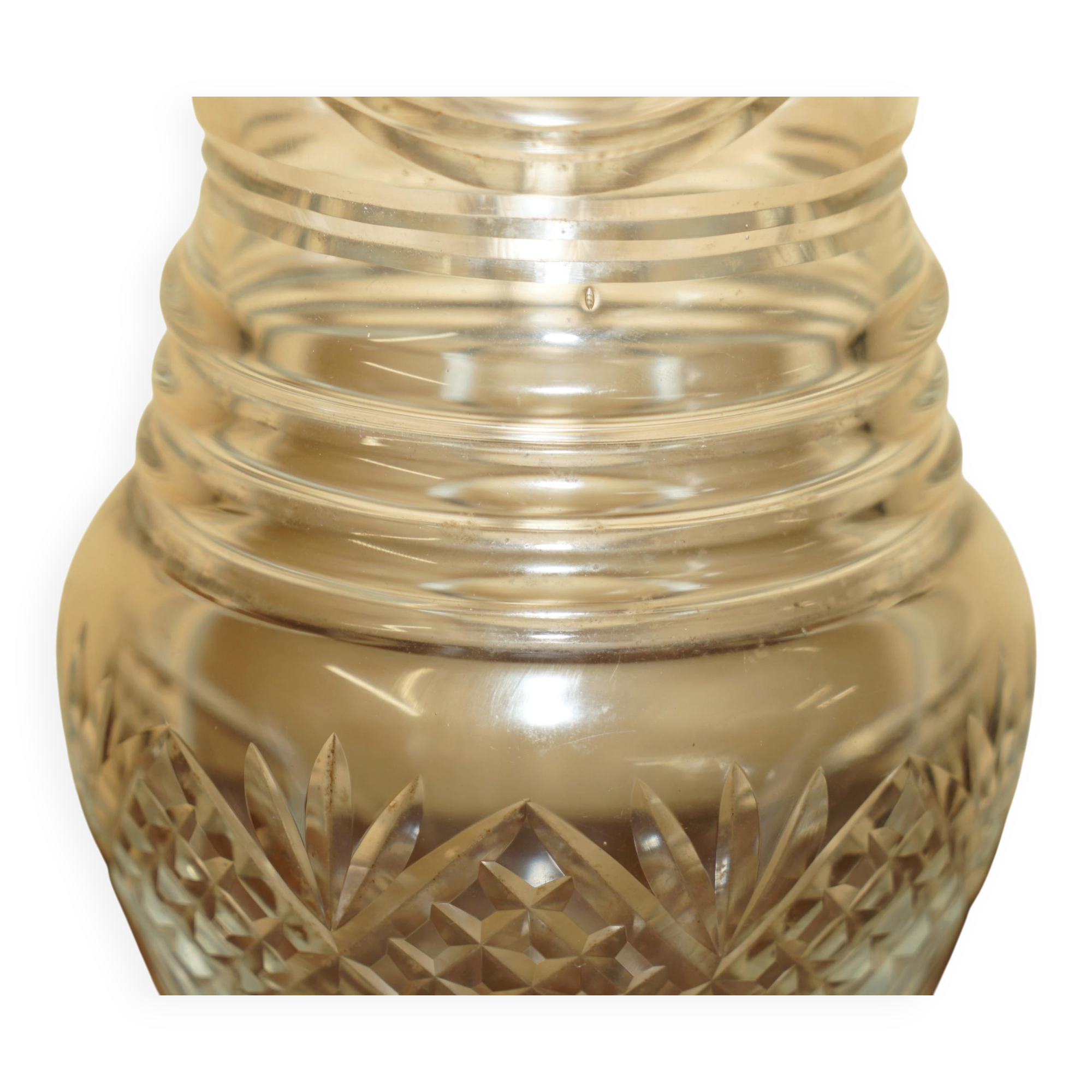Vintage pair of cut glass Art Deco decanters circa 1930.
