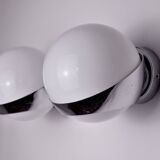 Pair of Space-age wall lights by Marca SL, white opaline, Spain, 1960