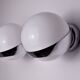 Pair of Space-age wall lights by Marca SL, white opaline, Spain, 1960