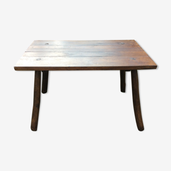 Brutalist vintage table in solid oak