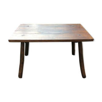 Brutalist vintage table in solid oak