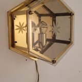 1980s Art Deco Style Hexagonal shape Wall Lamp