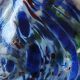 Designer Ball Vase in blown art glass, Murano style. Multi-colored speckles/smoke swirls. Dim 26 x 13 cm