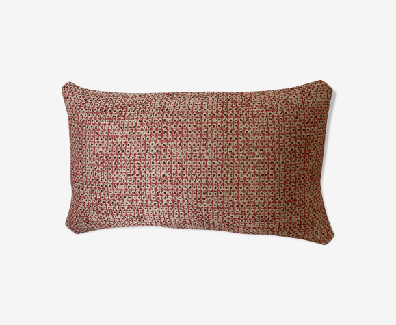 Coussin bi face rose motif beige