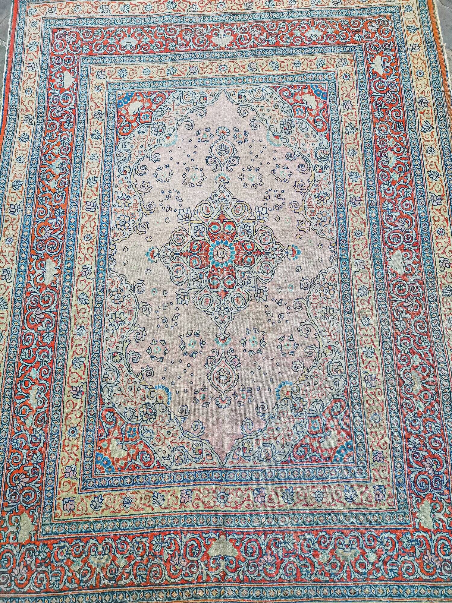 Ancient Persian Oriental rug handmade Tebriz 1.74 x 1.25 m