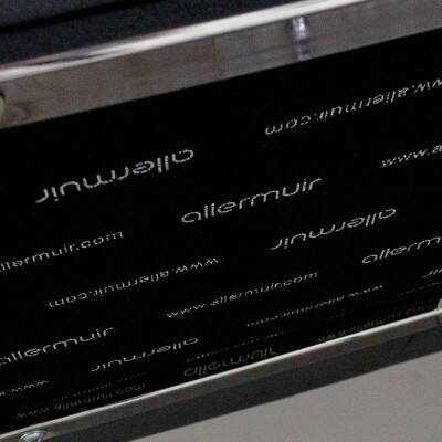 Allermuir Freeflow sofa in blue and grey fabric