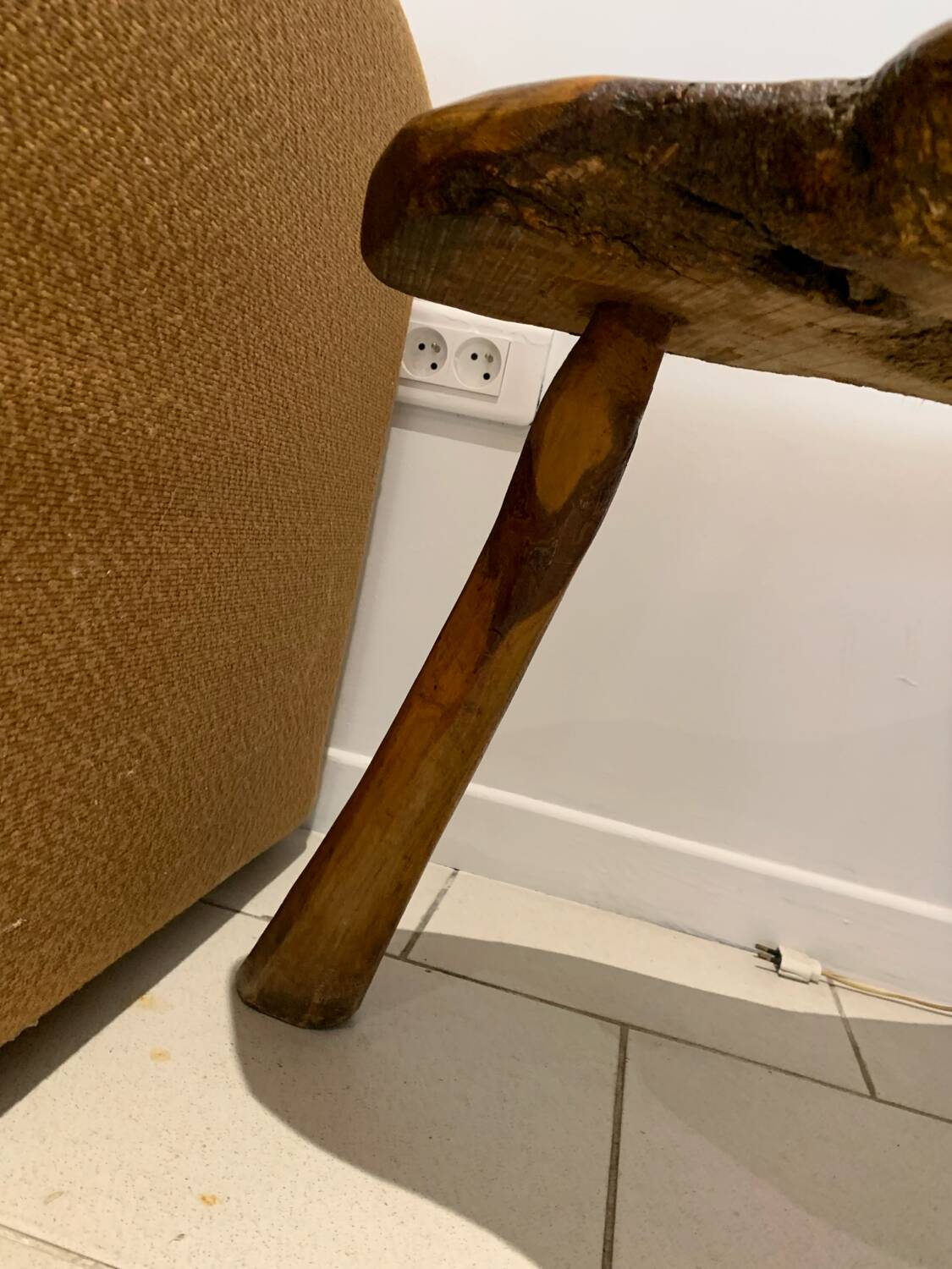 Liseuse Bois Vintage Corde Vallauris circa 1960
