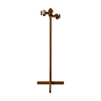 Vintage wooden coat rack Hank Loewenstein – sculptural coat stand 1970s