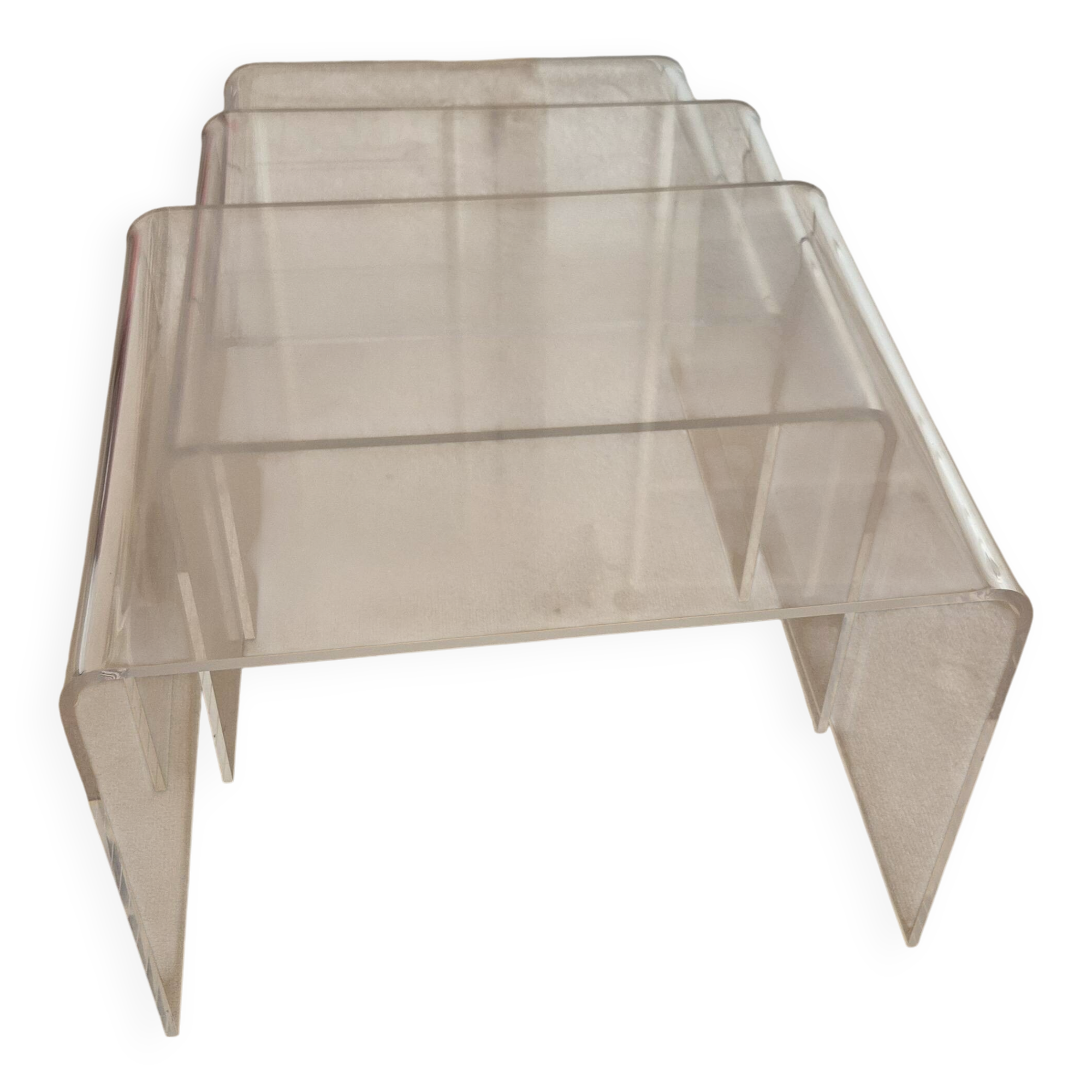 Roche Bobois trio of nesting tables in Altuglass