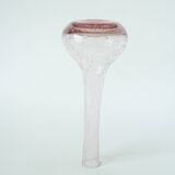 Large pink bubbled glass vase, in the style of Biot, Signed, 1970