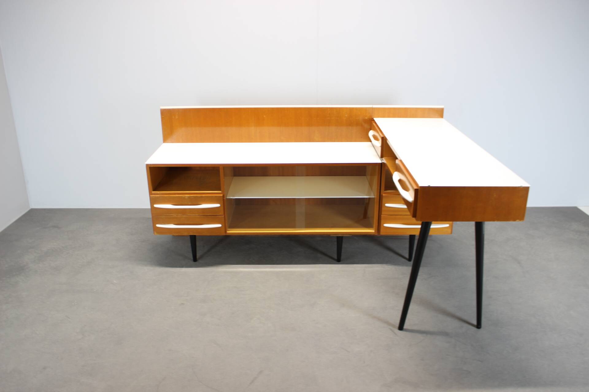 Modular desk and mid-century storage unit by Mojmír Požár, UP Závody, 1960s