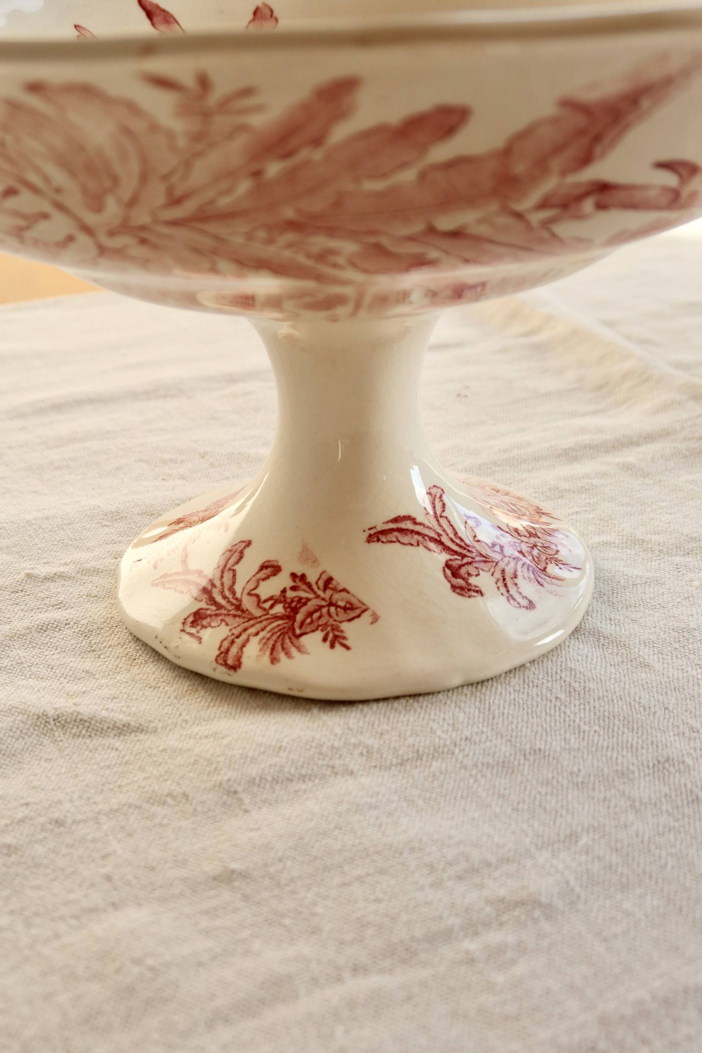 Antique Longchamp compote dish in pink ironstone – Exotic model