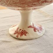 Antique Longchamp compote dish in pink ironstone – Exotic model