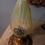 Luminaire globe verre ouraline ancien Art nouveau fin 19e début 20e siècle