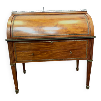Louis XVI style cylinder desk in mahogany and veneer XIX century