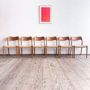 Set of 6 #71 teak chairs by Niels O. Møller, JL. Moller Mid Century