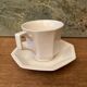 Tasse à thé et soucoupe vintage Johnson Brothers octogonales blanche Made in England