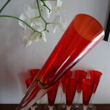 10 flutes a champagne vintage en verre rouge rubis